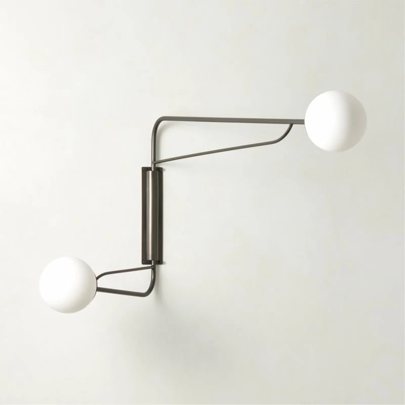 Ahva Blackened Brass Double Arm Articulating Wall Sconce Light - Adjustable Modern Lighting - Image 3