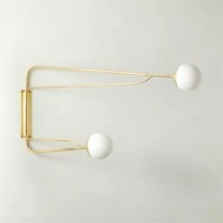 Ahva Polished Brass Double Arm Articulating Wall Sconce Light - Adjustable Modern Lighting Fixture