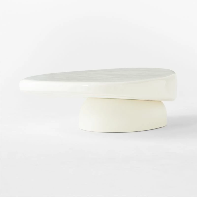 Alastor Oval High-Gloss White Concrete Coffee Table - Modern Living Room Furniture - Image 6