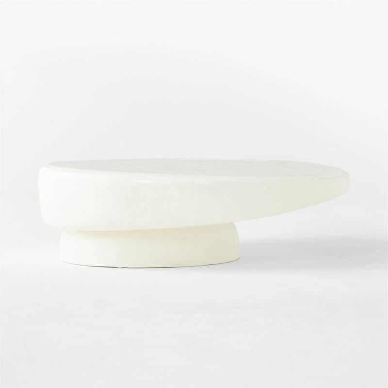 Alastor Oval High-Gloss White Concrete Coffee Table - Modern Living Room Furniture - Image 3