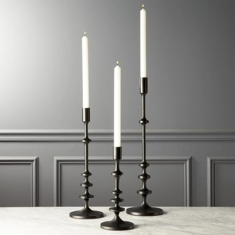 Allis Black Taper Candle Holders - Elegant Home Accessories