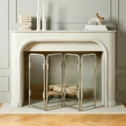 Amos Polished Nickel Fireplace Screen - Elegant Home Accessory