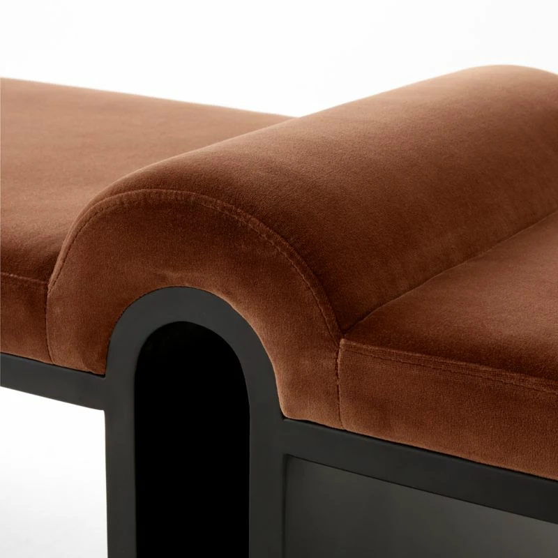 Arc Bronze Brown Velvet Bench - Elegant Living Room Furniture - Image 7