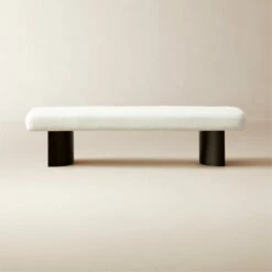 Argyle White Linen Upholstered Bench - Elegant Living Room Furniture