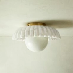 Ariel Fluted Marble Flush Mount Light - Elegant Modern Ceiling Lighting