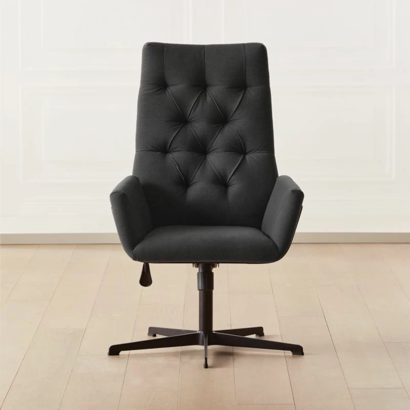 Arzella Charcoal Burl Office Chair - Ergonomic Mid-Century Modern Design for Home & Office