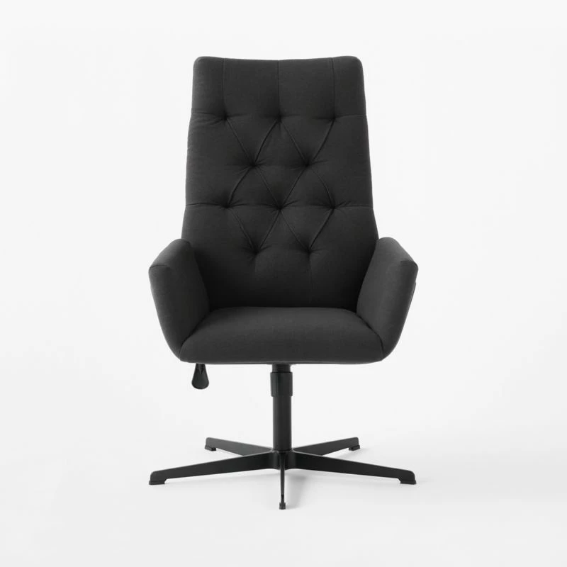 Arzella Charcoal Burl Office Chair - Ergonomic Mid-Century Modern Design for Home & Office - Image 2