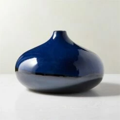 Azure Round Blue Ceramic Vase - Elegant Home Accessory