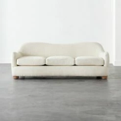Bacio Cream Boucle Sofa with Bleached Oak Legs - Modern Living Room Furniture