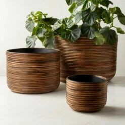 Basket Burnt Rattan Planters - Stylish Home Accessories for Indoor and Outdoor Use