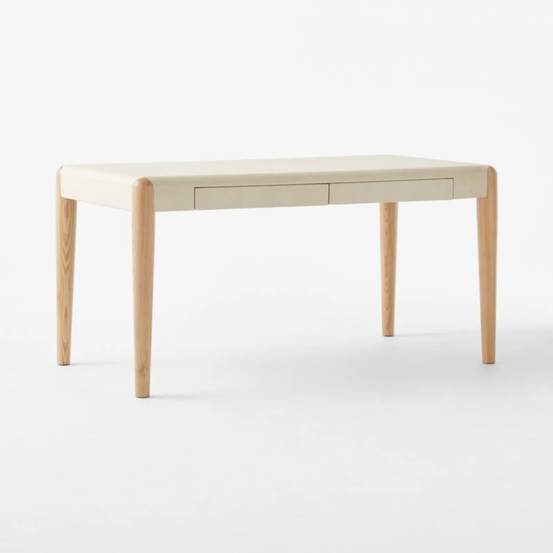 Beto White Shagreen Desk With Drawer - Stylish Office Furniture - Image 5