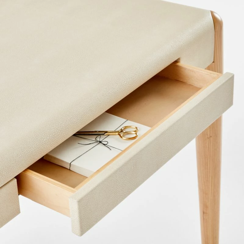Beto White Shagreen Desk With Drawer - Stylish Office Furniture - Image 8