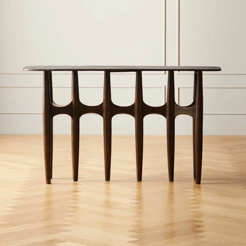 Bixby Bronze Cast Aluminum Console Table - Elegant Living Room Furniture