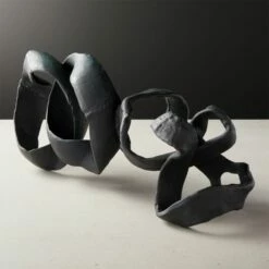 Elegant Black Aluminum Ribbon Table Sculpture - Modern Home Accessories