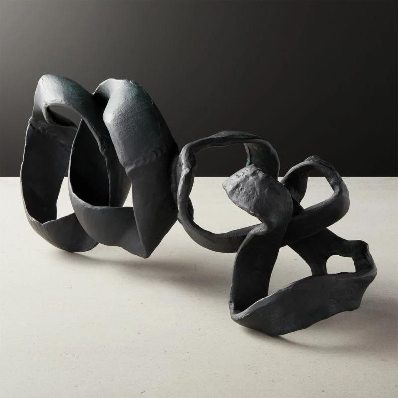 Elegant Black Aluminum Ribbon Table Sculpture - Modern Home Accessories