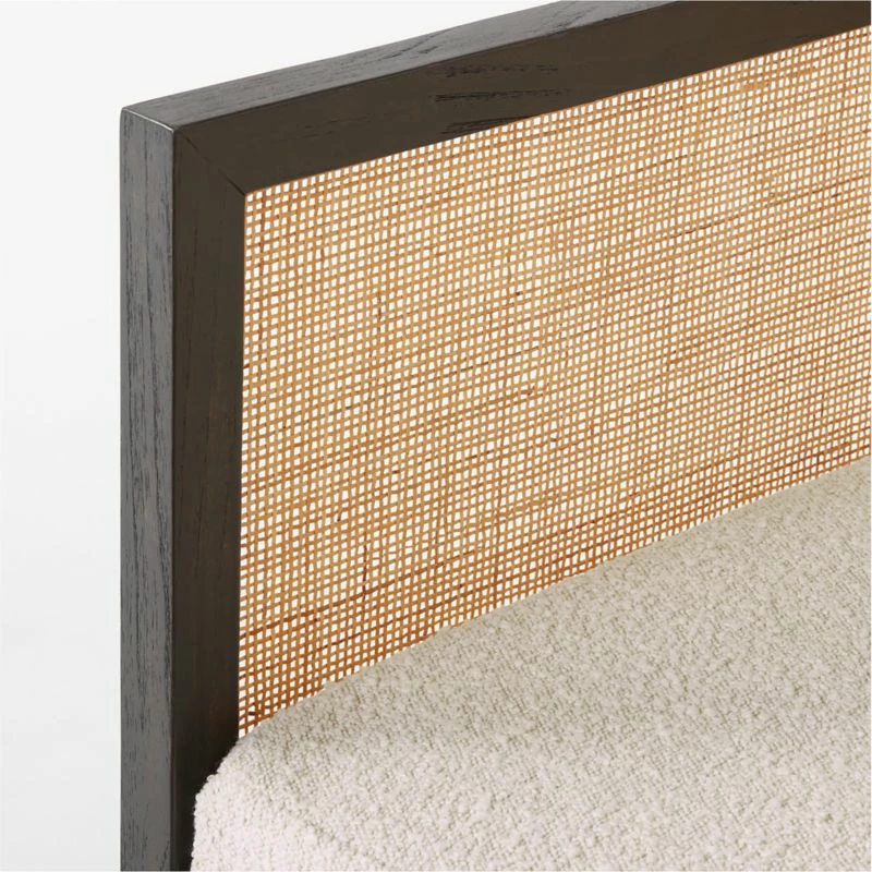 Boho Ivory Boucle & Black Rattan Daybed Twin - Stylish Living Room Furniture - Image 6