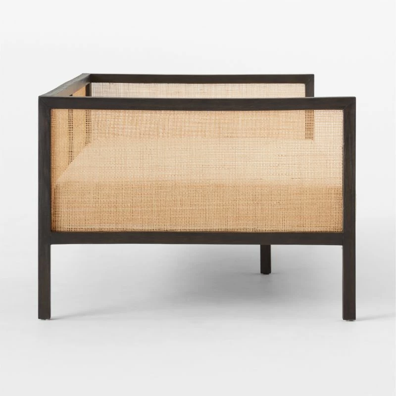 Boho Ivory Boucle & Black Rattan Daybed Twin - Stylish Living Room Furniture - Image 4