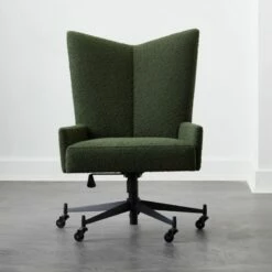 Bowtie Green Boucle Office Chair Model 3002 - Ergonomic & Stylish