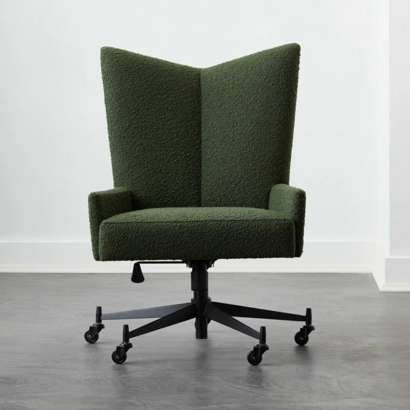 Bowtie Green Boucle Office Chair Model 3002 - Ergonomic & Stylish