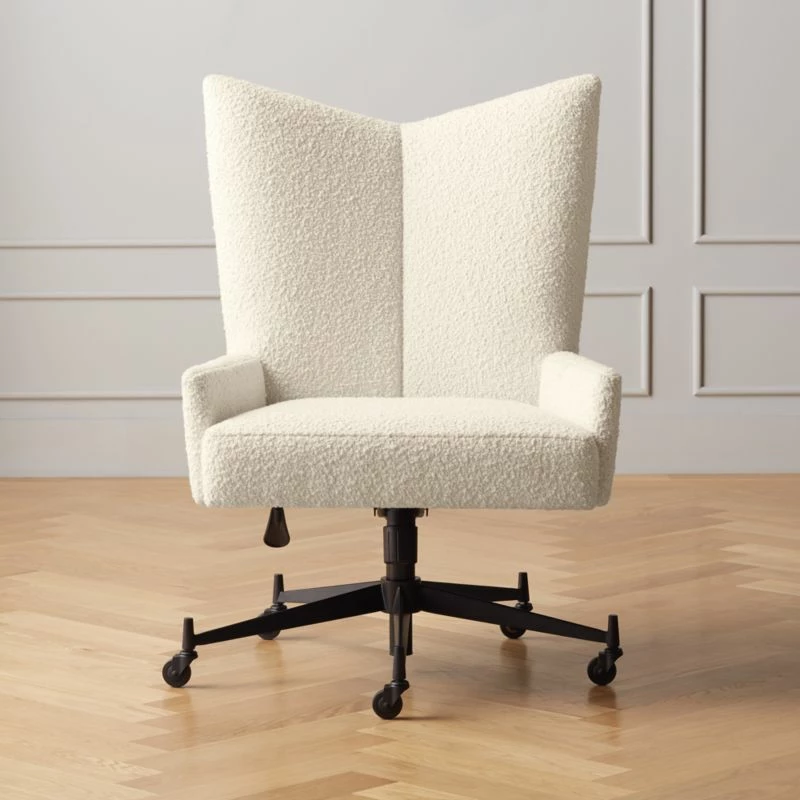 Bowtie Cream Boucle Office Chair Model 3002 - Ergonomic & Stylish Office Furniture