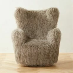 Bozzi Taupe Mongolian Sheepskin Accent Chair - Luxurious Living Room Furniture