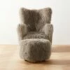 Bozzi Taupe Mongolian Sheepskin Chair And Ottoman Set - Luxurious Living Room Furniture
