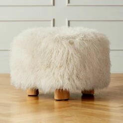 Bozzi Mongolian Sheepskin Ottoman - Luxurious Living Room Furniture