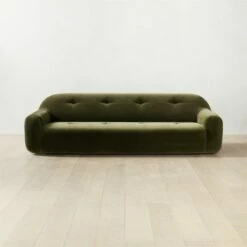 Brace Green Velvet Tufted Sofa - Elegant Living Room Furniture