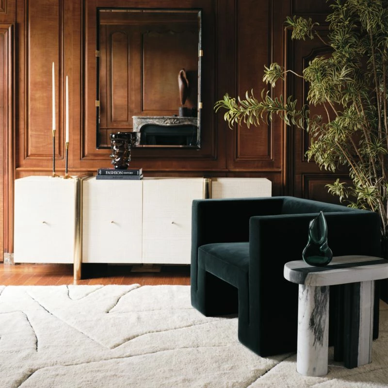 Matra Deep Teal Velvet Lounge Chair - Modern Living Room Furniture - Image 3