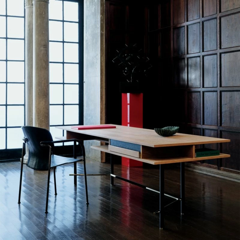 Portofino Cerused White Oak Wood Desk - Modern Office Furniture - Image 2