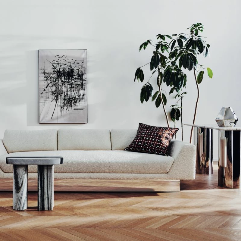 Livello White Marble Side Table - Elegant Living Room Furniture - Image 2