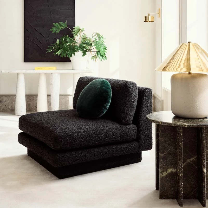 Plinth Black Boucle Accent Chair - Modern Living Room Furniture - Image 2