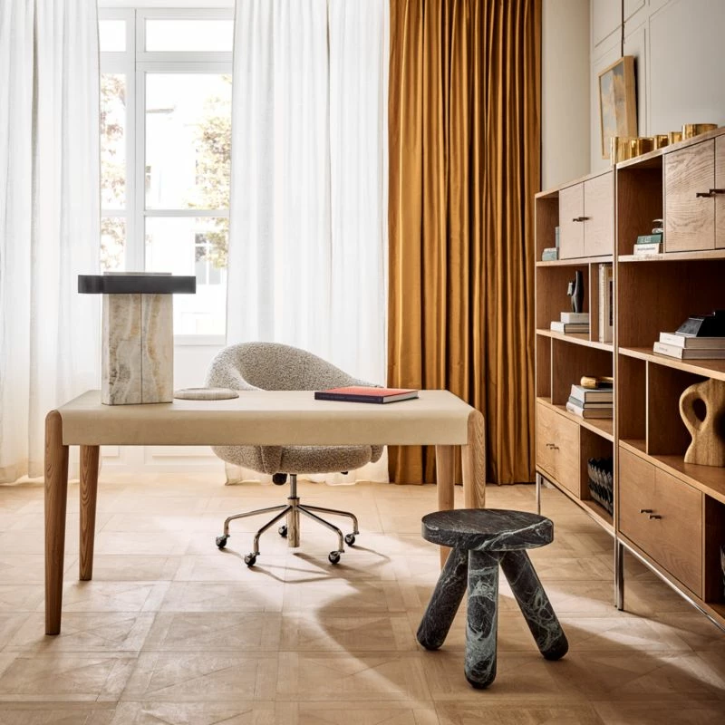 Beto White Shagreen Desk With Drawer - Stylish Office Furniture - Image 2