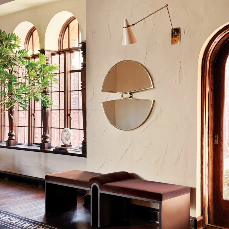 Arc Bronze Brown Velvet Bench - Elegant Living Room Furniture - Image 2