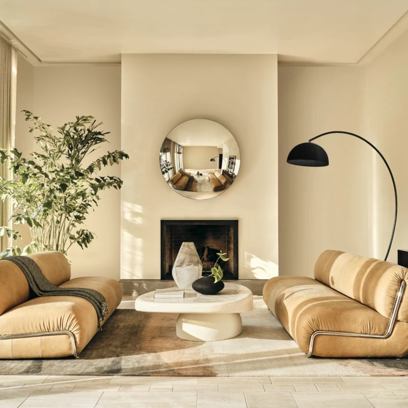 Alastor Oval High-Gloss White Concrete Coffee Table - Modern Living Room Furniture - Image 2