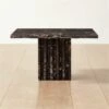 Carve Square Black Marble Side Table - Compact Living Room Furniture