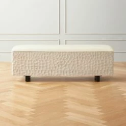 Carve Ivory Storage Bench | Stylish Living Room Furniture with Hidden Storage