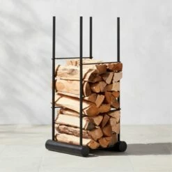 Casimir Black Steel Outdoor Firewood Rack - Durable & Stylish Home Accessory