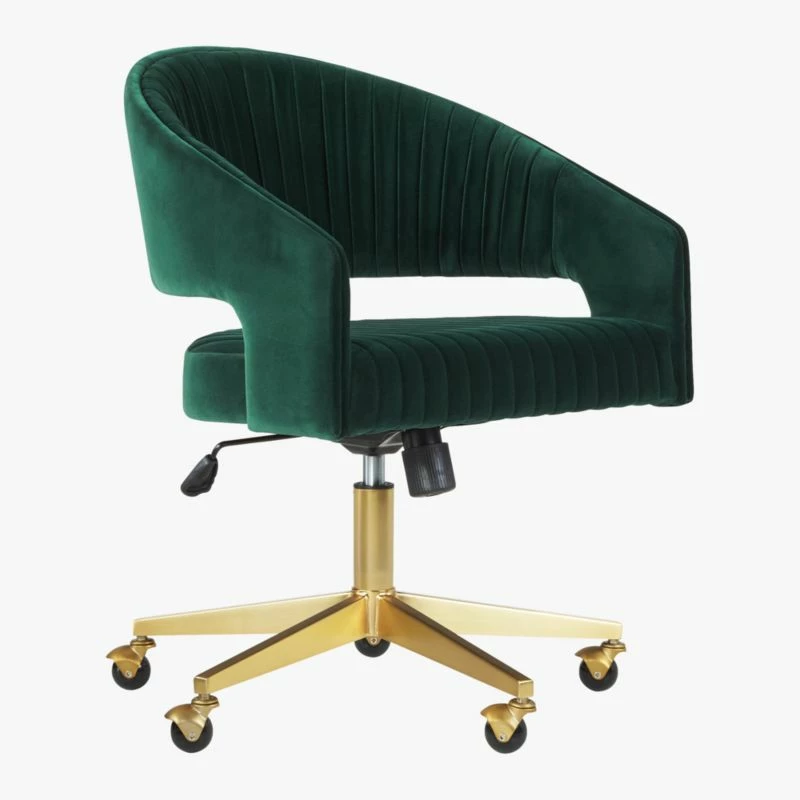 Green Velvet Office Chair - Elegant and Comfortable Desk Chair for Modern Workspaces - Image 4