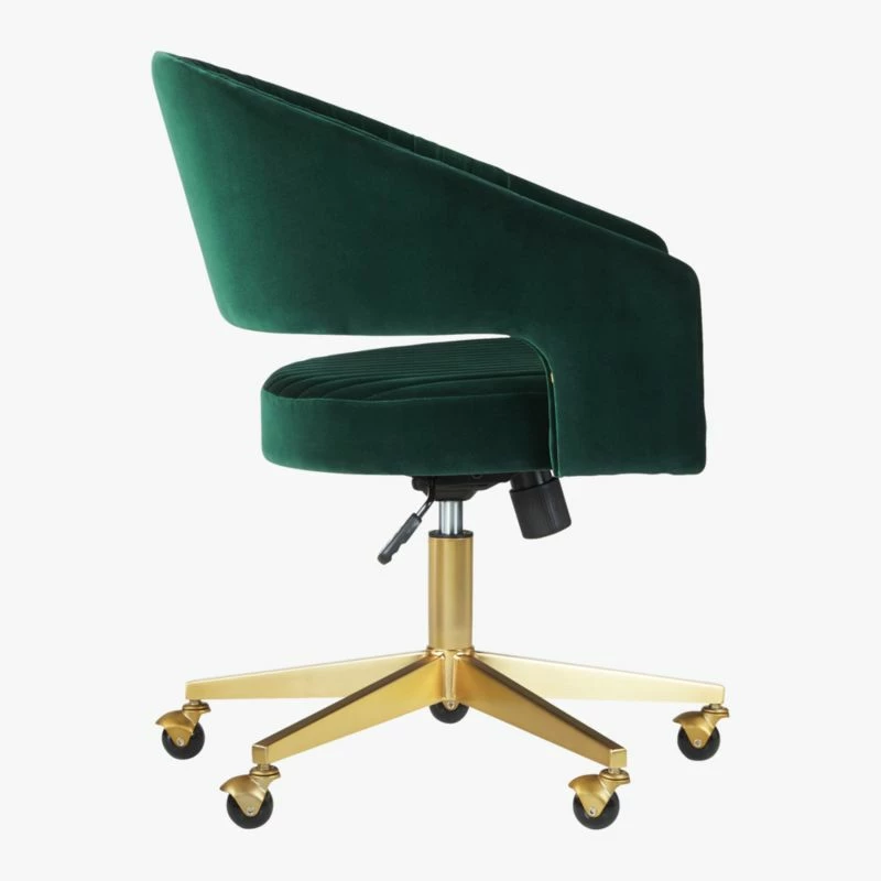 Green Velvet Office Chair - Elegant and Comfortable Desk Chair for Modern Workspaces - Image 5