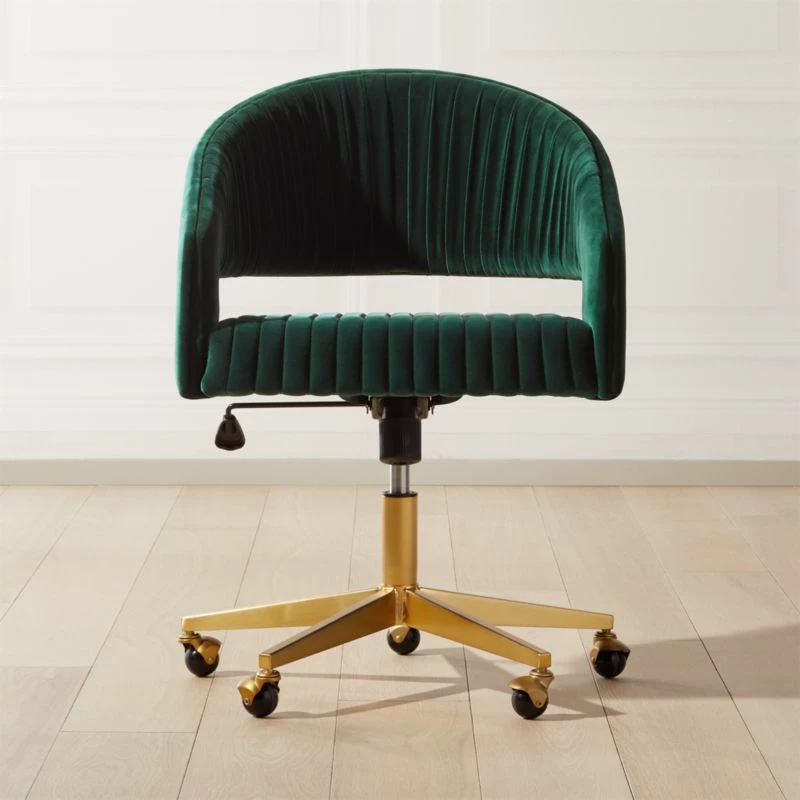 Green Velvet Office Chair - Elegant and Comfortable Desk Chair for Modern Workspaces