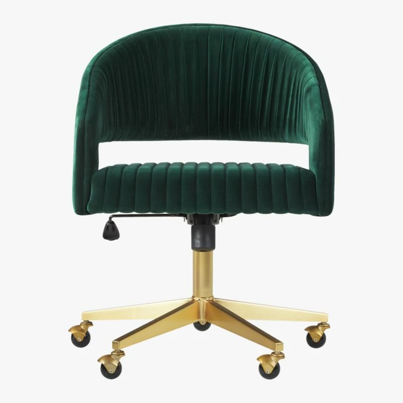 Green Velvet Office Chair - Elegant and Comfortable Desk Chair for Modern Workspaces - Image 3