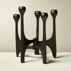 Cinq Black Multi Taper Candle Holder - Elegant Home Accessory