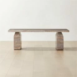 Civita Brown Travertine Coffee Table - Elegant Living Room Furniture