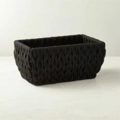 Conway Rectangular Black Cotton Storage Basket Small | Stylish Home Accessory