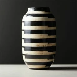 Cristo Black And White Striped Vase - Elegant Home Accessory