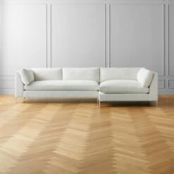 Decker 2-Piece L-Shaped White Performance Fabric Sectional Sofa With Right Arm Chaise - Modern Living Room Furniture