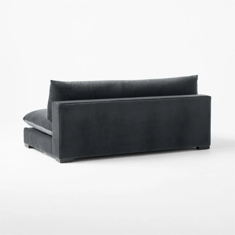 Deseo Charcoal Grey Performance Velvet Armless Loveseat - Modern Living Room Furniture - Image 5