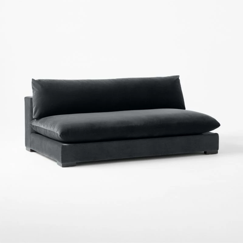 Deseo Charcoal Grey Performance Velvet Armless Loveseat - Modern Living Room Furniture - Image 3