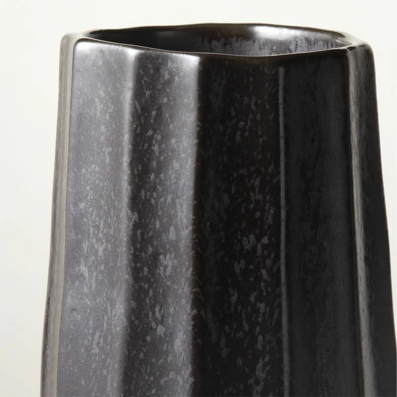 Desi Ribbed Black Vase Tall - Elegant Home Accessory - Image 3